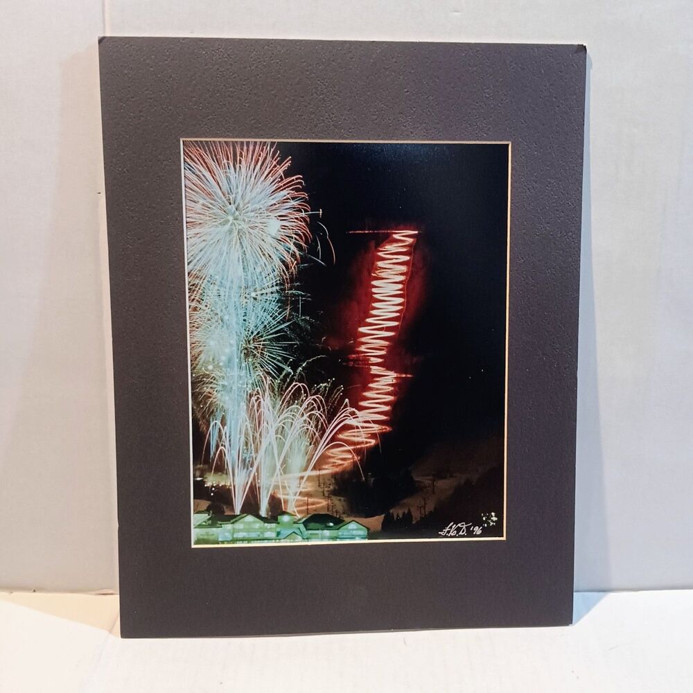 Vtg Disney Epcot IllumiNations 25 Matted Photograph-Executive Gift-Double Signed